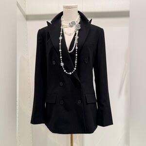 Lauren by Ralph Lauren Elegant Black Wool Blazer